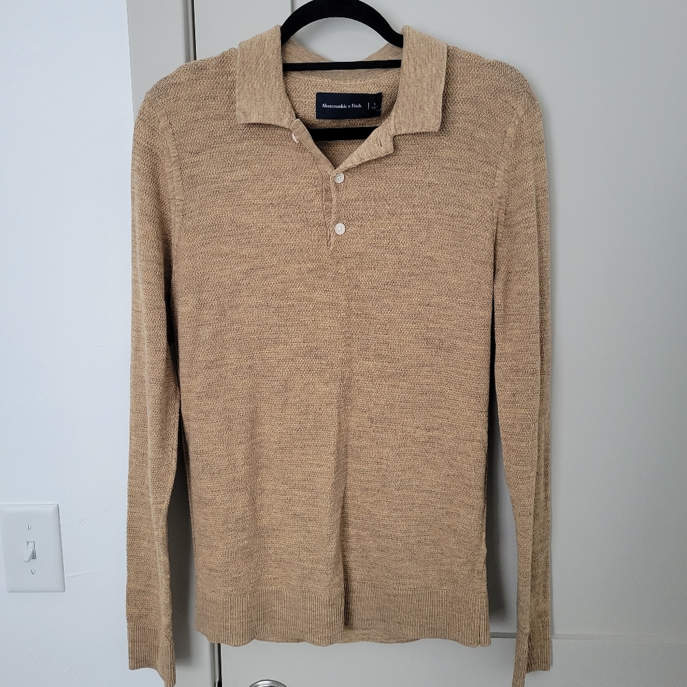 Mens Large Abercrombie and Fitch long sleeve shirt Tan